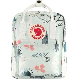 Fjallraven Kånken Art Mini 7L Backpack - Teal/White with Floral Print